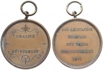 SCHWEIZ - FREIBURG / FRIBOURG
Medaille. Bronzemedaille 1871. Unsigniert. CHARITE / /DEVOUEMENT, oben und unten eine Verzierung. Rv. LES MILITAIRES / ...