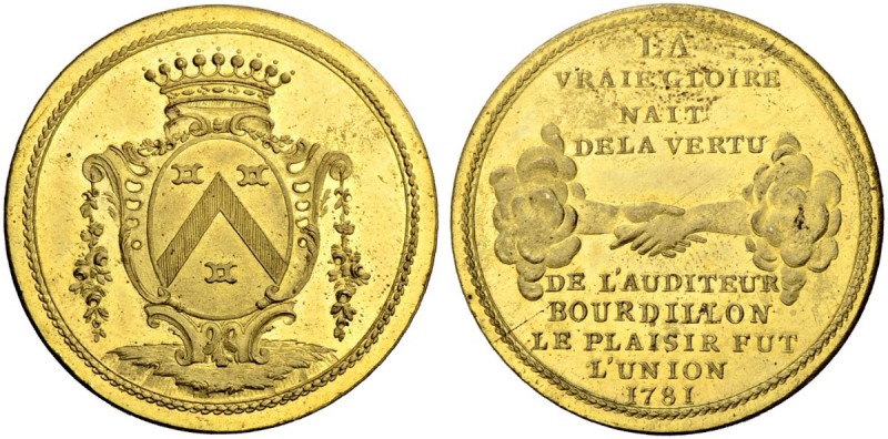 SCHWEIZ - GENF / GENÈVE
Medaillen. Jeton 1781. Bourdillon. Unsigniert. Vergolde...