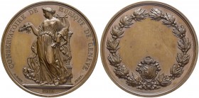 SCHWEIZ - GENF / GENÈVE
Medaillen. Kupfermedaille o. J. Prämienmedaille des Musikkonservatoriums. 70.55 g. Fast FDC / About uncirculated. (~€ 45/~US$...