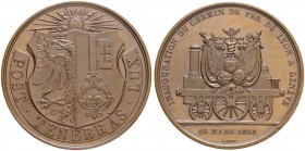 SCHWEIZ - GENF / GENÈVE
Medaillen. Kupfermedaille 1858. Auf die Einweihung der Eisenbahnstrecke Lyon-Genf. Stempel von A. Bovy. Stadtwappen von Genf....