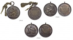 SCHWEIZ - GENF / GENÈVE
Medaillen. Schulprämie in Silber o. J. (19. Jhdt). Lot von drei Exemplaren. Eines noch mit dem Originalbändel. Meier 240 & 24...