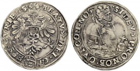 SCHWEIZ - GRAUBÜNDEN
Chur, Bistum. Beatus a Porta, 1565-1581. Halbdicken (12 Kreuzer) o. J., Chur. Variante: Brustbild des Hl. Luzius ohne Bart. 4.93...