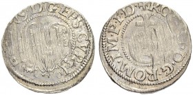 SCHWEIZ - GRAUBÜNDEN
Chur, Bistum. Peter II. Rascher, 1581-1601. Halbbatzen o. J., Chur. Variante: Zwei kleine Wappenschildchen unter Bischofshut. 1....