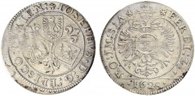 SCHWEIZ - GRAUBÜNDEN
Chur, Bistum. Joseph Mohr von Zernez, 1627-1635. Groschen 1628, Chur. 3 Wappen in Kleeblattstellung. 1.78 g. D.T. 1480a. HMZ 2-4...