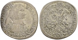SCHWEIZ - GRAUBÜNDEN
Chur, Bistum. Ulrich VI. von Mont, 1661-1692. 15 Kreuzer (Viertelgulden) 1690, Chur. 5.24 g. D.T. 1499c. HMZ 2-439d. Sehr schön ...