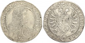 SCHWEIZ - GRAUBÜNDEN
Haldenstein, Herrschaft. Georg Philipp von Schauenstein, 1671-1695. Gulden (2/3 Taler) 1690, Haldenstein. Variante: Rv. mit fünf...