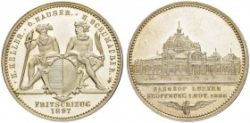 SCHWEIZ - LUZERN
Medaillen. Silbermedaille 1897. Fritschizug. Eröffnung des neuen Bahnhofs am 1. November 1896. 7.89 g. Selten / Rare. Fast FDC / Abo...
