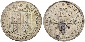 SCHWEIZ - NEUENBURG / NEUCHÂTEL
Fürsten von Neuchâtel. Marie de Nemours. 1694-1707. 16 Kreuzer 1694. 3.81 g. D.T. 1651. HMZ 2-695a. Vorzüglich / Extr...