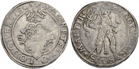 SCHWEIZ - SOLOTHURN
Stadt und Kanton. Taler o. J. (um 1550-1570). Doppeladler über dem Wappen. 28.69 g. HMZ 2-821b. Überdurchschnittlich gut ausgeprä...