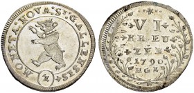 SCHWEIZ - ST. GALLEN
St. Gallen, Stadt und Kanton. 6 Kreuzer 1790. 2.76 g. D.T. 812b. HMZ 2-906l. Prachtexemplar / Most attractive piece. FDC / Uncir...