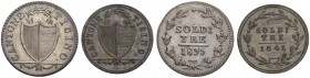 SCHWEIZ - TESSIN / TICINO
3 Soldi 1835. 3 Soldi 1841. D.T. 218c, e. HMZ 2-928c, f. Kleiner Kratzer / Small scratch. Unterschiedlich erhalten / Variou...