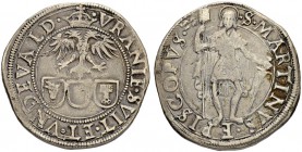 SCHWEIZ - URI, SCHWYZ UND NIDWALDEN
Dicken (Testone) o. J. (1503-48), Bellinzona. Die Wappen der drei Länder nebeneinander, darüber ein auffliegender...
