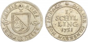 SCHWEIZ - ZÜRICH
Stadt und Kanton Zürich. Schilling 1751. 1.23 g. D.T. 454l. HMZ 2-1169o. Fast FDC / About uncirculated. (~€ 45/~US$ 55)