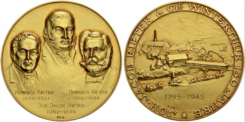 SCHWEIZ - ZÜRICH
Medaillen. Goldmedaille 1945. Auf die 150-Jahrfeier der Joh. J...