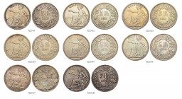 SCHWEIZ - EIDGENOSSENSCHAFT
5 Franken 1850 bis 1874. Lot von 8 Exemplaren. Unterschiedlich erhalten / Various conditions. (8) (~€ 425/~US$ 525)