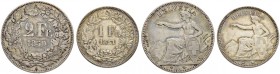 SCHWEIZ - EIDGENOSSENSCHAFT
2 Franken 1850 A, Paris. 1 Franken 1851 A, Paris. Unterschiedlich erhalten / Various conditions. (2) (~€ 170/~US$ 210)