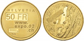 SCHWEIZ - EIDGENOSSENSCHAFT
Gedenkmünzen. 50 Franken 2002 B, Bern. Expo 2002. 11.29 g. HMZ 2-1219e. Polierte Platte. FDC / Choice Proof. (~€ 385/~US$...