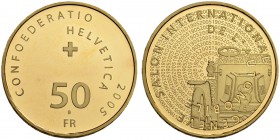 SCHWEIZ - EIDGENOSSENSCHAFT
Gedenkmünzen. 50 Franken 2005 B, Bern. Autosalon Genf. 11.29 g. HMZ 2-1219i. Polierte Platte. FDC / Choice Proof. (~€ 385...