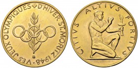 SCHWEIZ - EIDGENOSSENSCHAFT
Medaillen. Goldmedaille 1948. Zu den V. Olympischen Winterspielen in St. Moritz. Stempel von E. Wiederkehr, geprägt in Be...