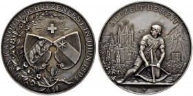 SCHWEIZ - SCHÜTZENTALER UND -MEDAILLEN
Bern. Silbermedaille 1894. Thun. Kantonalschützenfest. 39.22 g. Richter (Schützenmedaillen) 228a. FDC / Uncirc...