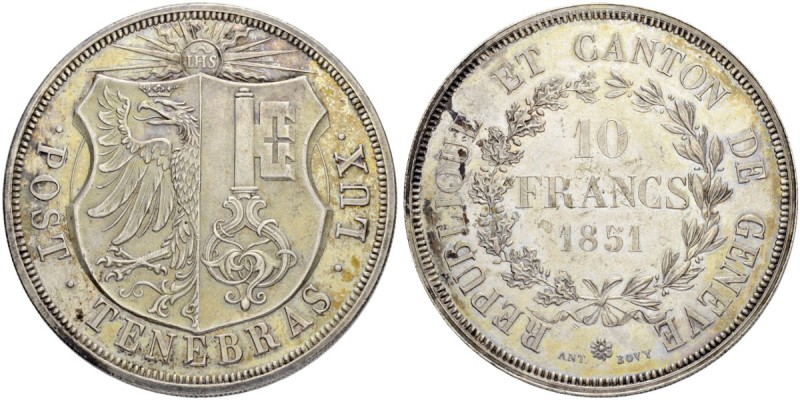 SCHWEIZ - SCHÜTZENTALER UND -MEDAILLEN
Genf / Genève. 10 Franken 1851. 52.05 g....