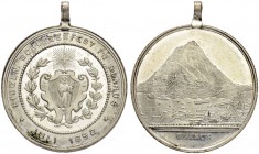 SCHWEIZ - SCHÜTZENTALER UND -MEDAILLEN
Glarus. Versilberte Bronzemedaille 1892. Glarus. Eidgenössisches Schützenfest. 15.83 g. Richter (Schützenmedai...