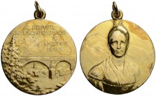 SCHWEIZ - SCHÜTZENTALER UND -MEDAILLEN
Uri. Vergoldete Silbermedaille 1925. Amsteg. XI. Urner Kantonalschützenfest. 7.80 g. Richter (Schützen­medaill...
