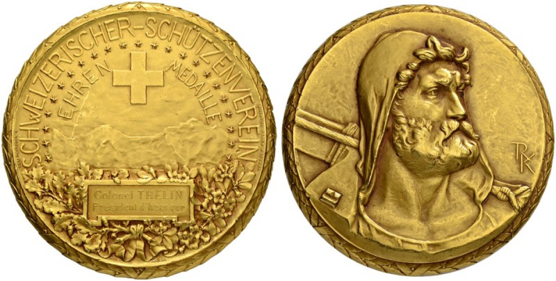 SCHWEIZ - SCHÜTZENTALER UND -MEDAILLEN
Gesamtschweiz. Goldmedaille o. J. (1911)...