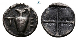 Macedon. Terone circa 424-422 BC. Tetartemorion AR