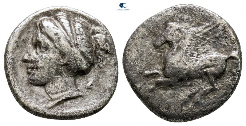 Corinthia. Corinth circa 375-300 BC. 
Drachm AR

15 mm, 2,31 g

Pegasos fly...