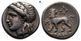 Ionia. Miletos  circa 340-325 BC. POΔIOΣ (Rhodios), magistrate. Drachm AR