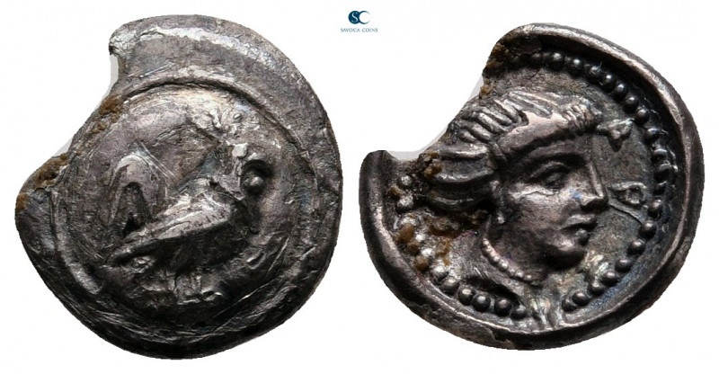 Lycia. Xanthos (as Arñna) circa 450-430 BC. 
Diobol AR

11 mm, 0,81 g

Embo...