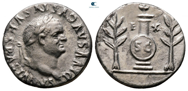 Divus Vespasian after AD 79. Struck under Titus, AD 80-81. Rome
Denarius AR

...