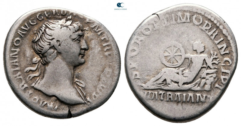 Trajan AD 98-117. Rome
Denarius AR

19 mm, 2,98 g

IMP TRAIANO AVG GER D[AC...