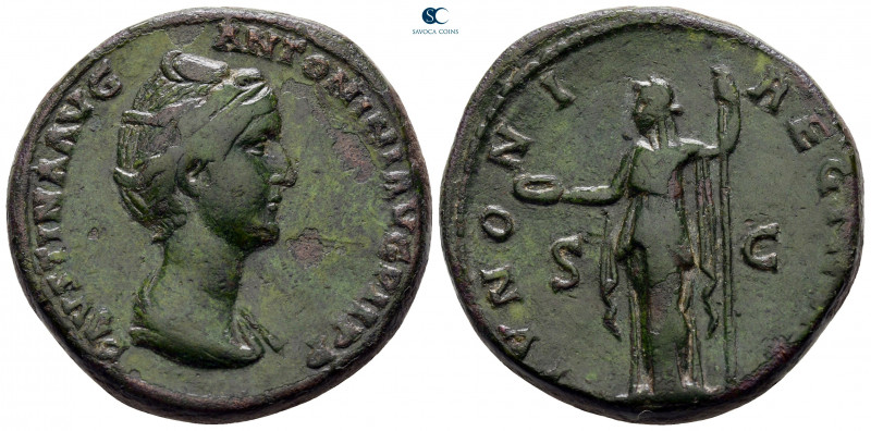 Faustina I. Augusta AD 138-141. Rome
Sestertius Æ

33 mm, 30,31 g

FAVSTINA...