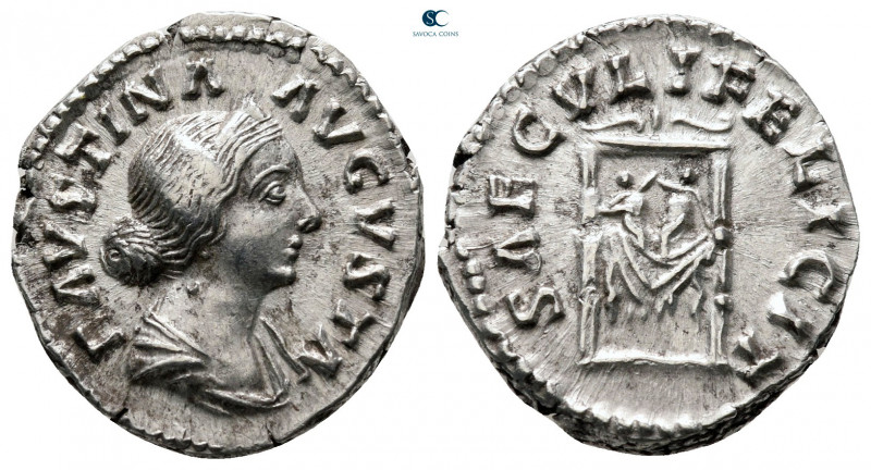 Faustina II AD 147-175. Rome
Denarius AR

18 mm, 3,40 g

FAVSTINA AVGVSTA, ...