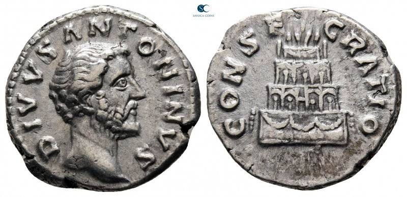 Divus Antoninus Pius after AD 161. Rome
Denarius AR

18 mm, 3,39 g

DIVVS A...