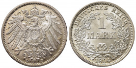 GERMANIA. Impero Tedesco (1871 - 1922) Guglielmo II (1888-1918) 1 marco 1904. Ag. KM#14. FDC