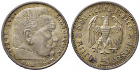 GERMANIA Nazista (Terzo Reich) (1933 - 1945) 5 reichsmark 1936. Ag. KM# 86. BB+