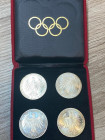 GERMANIA. (1871 - 1922) Lotto di 4 monete da 10 marchi in cofanetto. XX Giochi olimpici estivi, Monaco 1972 - Atleti. Ag. KM# 132. FDC