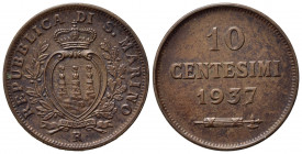 SAN MARINO. Vecchia monetazione (1864-1938) 10 centesimi 1937. Gig. 35; Pag. 375. Cu. BB