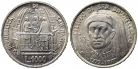 SAN MARINO. 1000 lire 1977. Ag. FDC