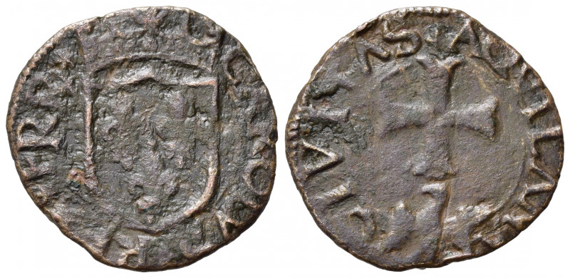 L'AQUILA. Carlo VIII di Francia (1495). Cavallo AE (1,61 g). Scudo coronato di F...