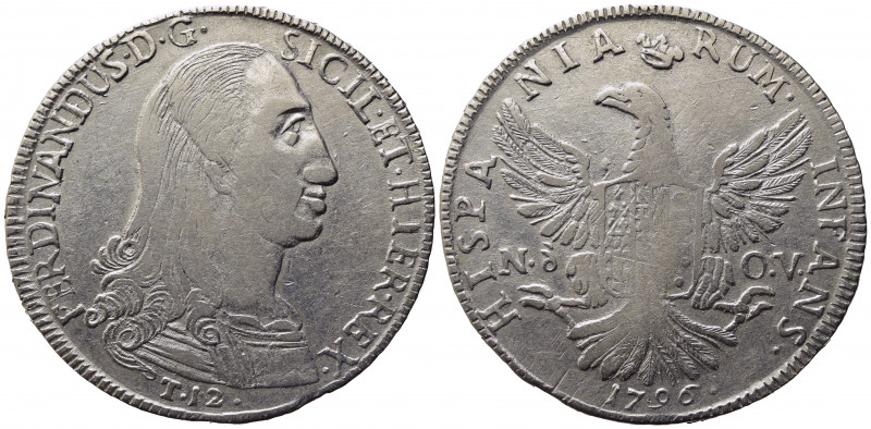 PALERMO. Ferdinando III di Borbone (1759-1816). 12 Tarì 1796. Ag. MIR 603/1. qBB...