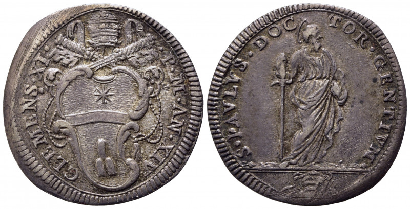 ROMA. Stato Pontificio. Clemente XI (1700-1721). Giulio con San Paolo anno XIV. ...