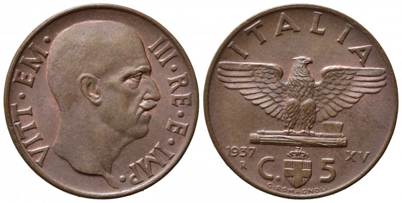 Vittorio Emanuele III (1900-1943) 5 Centesimi 1937 Roma,"Impero". Cu. Pag. 918; ...