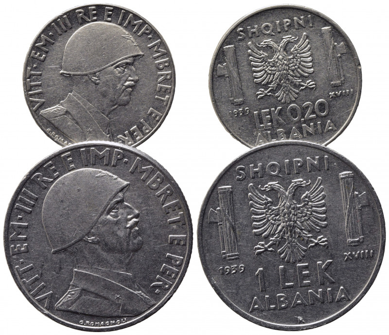 ALBANIA. VITTORIO EMANUELE III, 1939-1943. - 1 LEK 1939 A. XVIII, ANTIMAGNETICA....