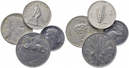 REPUBBLICA ITALIANA (1946-2001) serie di quattro valori: 10 lire (1949)-5 lire (1950)-2 lire (1948)-1 lira (1948). Al.