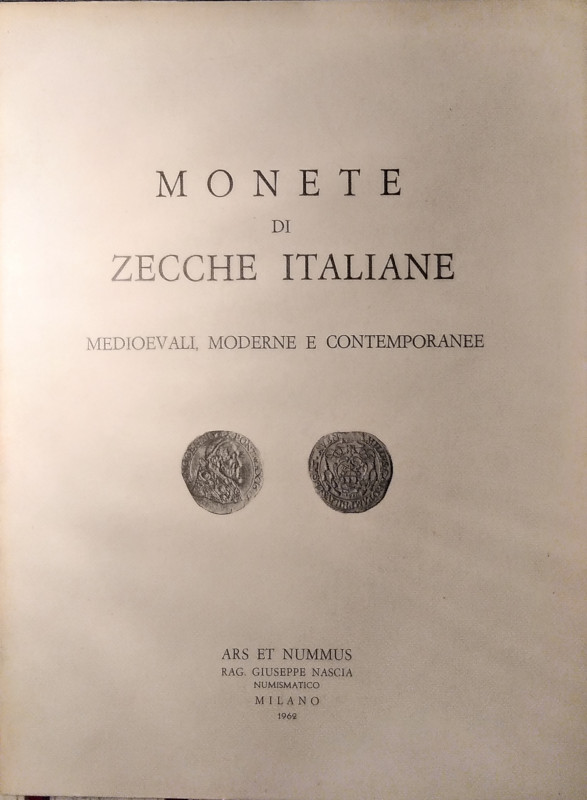 ARS ET NUMMUS – Asta Milano, 29-30 novebre 1962. Catalogo n. 5. Monete di zecche...