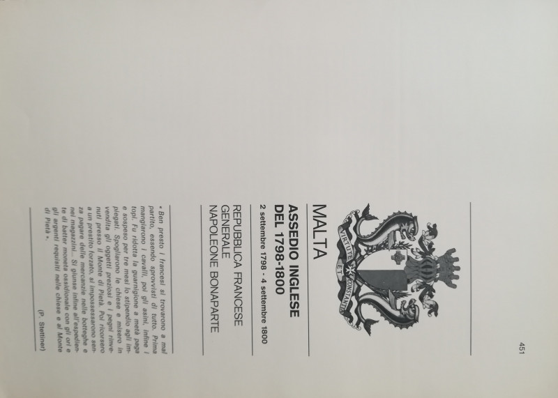 TRAINA M. – Gli assedi e le loro monete. –. Malta: Assedio inglese del 1798-1800...